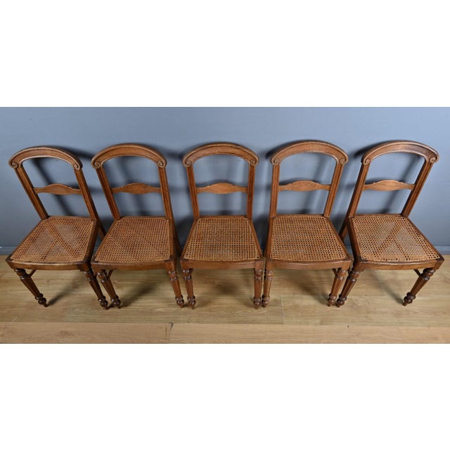 Louis Philippe Oak Chairs, Late 19th Century, Set of 5 For Sale - Image 6 of 18