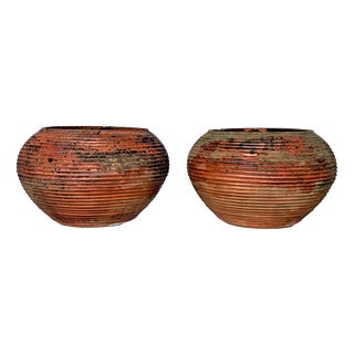 Italian Rustic Terracotta Vases, 1930s, Set of 2 For Sale