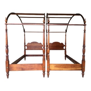 Statton Centennial Finish Cherry Canopy Poster Twin Beds - a Pair For Sale