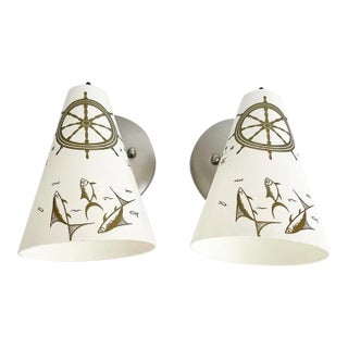 Midcentury Coastal Cone Sconces - A Pair For Sale