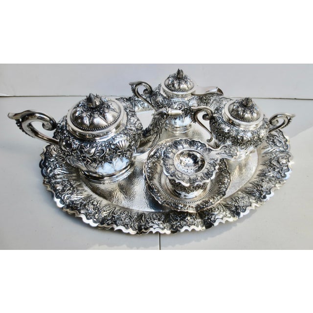 Indonesian 800 Silver Tea Set - Set of 5 Pieces For Sale - Image 15 of 18