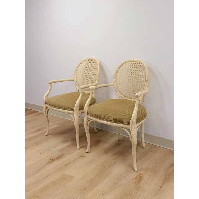 Contemporary Pair of Vintage Fairfield Cane Back Chairs French Provincial Regency Accent For Sale - Image 3 of 12