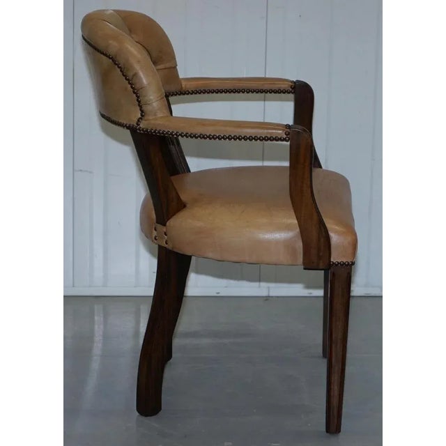 Wood Brown Leather Court Office Dining Chair from House of Chesterfield For Sale - Image 7 of 18