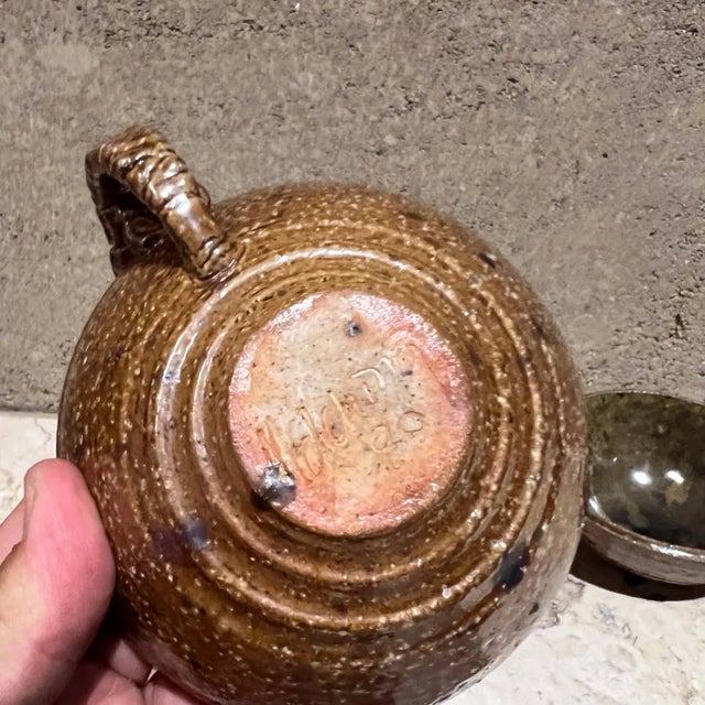 Abstract 1980 Set of Two Sculptural Coffee Cups Abstract Art Pottery Signed For Sale - Image 3 of 6