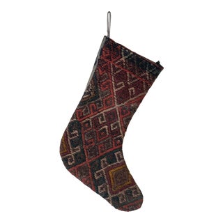 Vintage Turkish Kilim Rug Christmas Stocking For Sale