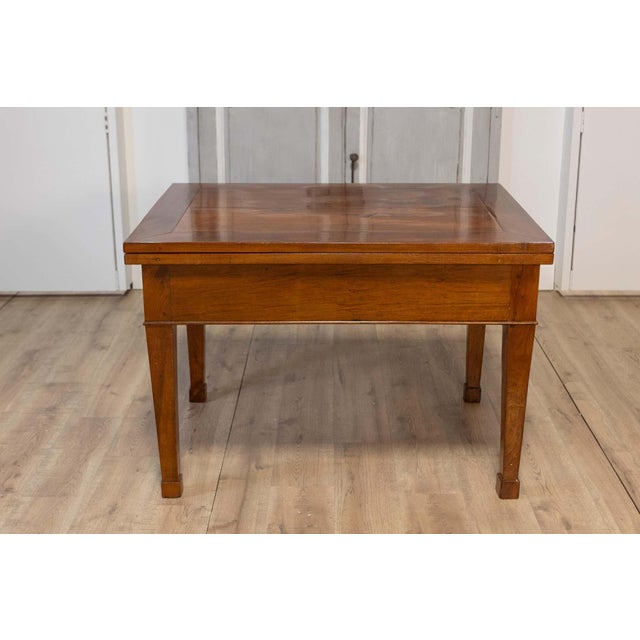 Brown Italian Early 19th Century Walnut Folding Table with Tapered Legs For Sale - Image 8 of 15