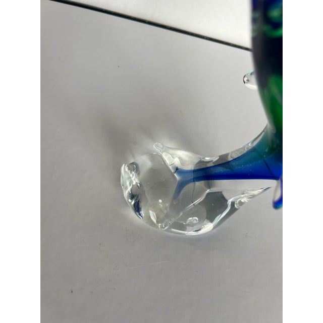 1970s Mouth-Blown Murano Style Dolphin Glass Paperweight For Sale - Image 9 of 10