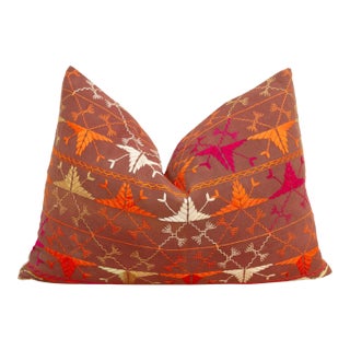 Thar Desert Sun, Antique Phulkari Lumbar Pillow Cover For Sale