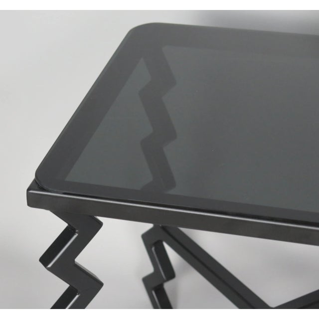 Not Yet Made - Made To Order Zig-Zag' Side Table With Black Glass Top For Sale - Image 5 of 6