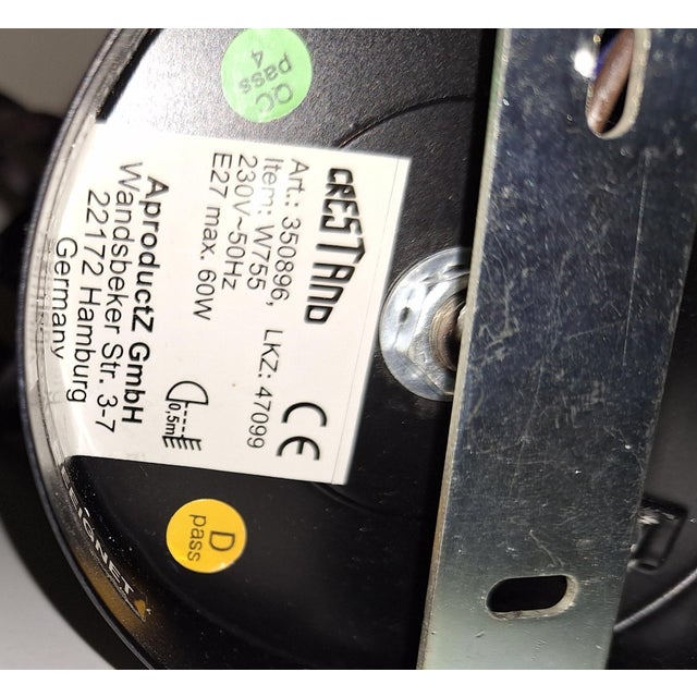 Metal Vintage Wall Lamps with Black Metal Frame and Marbled White Glass Shade by Crestano, 2000s, Set of 2 For Sale - Image 7 of 8