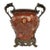 Large Chinese Porcelain Jardiniere Chinoiserie Planter Ornate Cast Metal Handles Coral Floral Cachepot For Sale