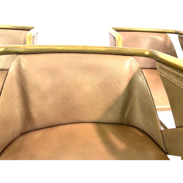 Brass Leather Strip Chair by Massimo Castagna for Henge, 1990s, Set of 3 For Sale - Image 3 of 18