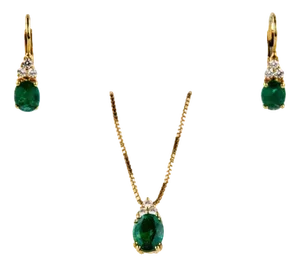 Giorgio Visconti. 18k Gold Pendant and Earrings with Emeralds and Diamonds., 2000s
