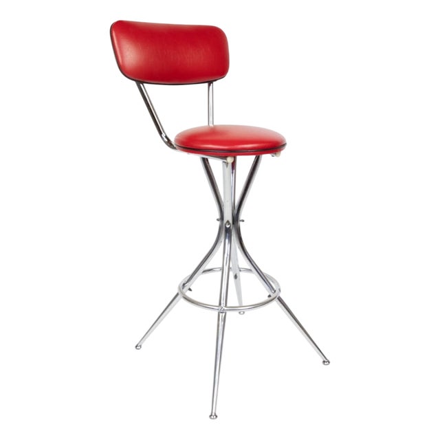 Diner Bar Stool in Faux Leather For Sale