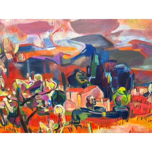 Monumental Vintage Claude Schurr Abstract Oil Painting on Canvas For Sale - Image 4 of 11