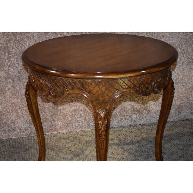 Vintage French Round Carved Accent Table | Chairish