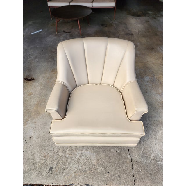 Vintage 1950s Midcentury Modern Pontiac Chair Co for Montgomery Ward White Swivel Rocking Chair For Sale In Baltimore - Image 6 of 12