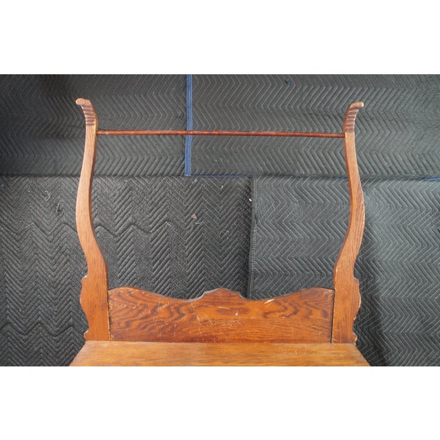 Antique Victorian Quartersawn Oak Chest Washstand Dry Sink W Towel Bar Rack For Sale - Image 11 of 12