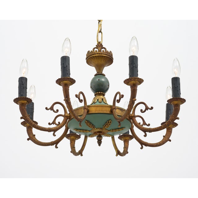 French Empire, Bronze Chandelier, Circa 1920 For Sale In Austin - Image 6 of 9