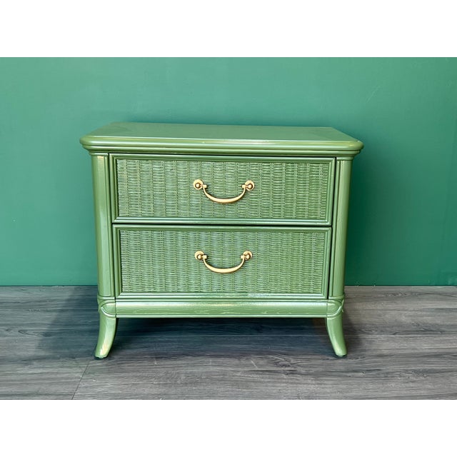 1970's High Gloss Green Lacquered Nightstand For Sale - Image 10 of 12