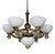 Sculptural Italian Chandelier in Brass & Opaline Glass, 1970s For Sale