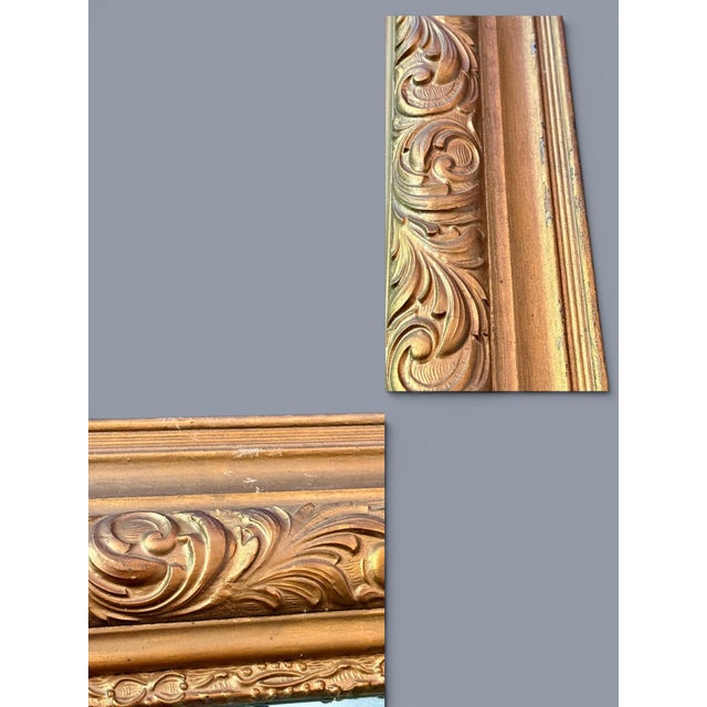 Gold Antique Gilded Gold Mirror-Ornate Victorian Frame-Wall-Vintage-Carved-French For Sale - Image 8 of 11