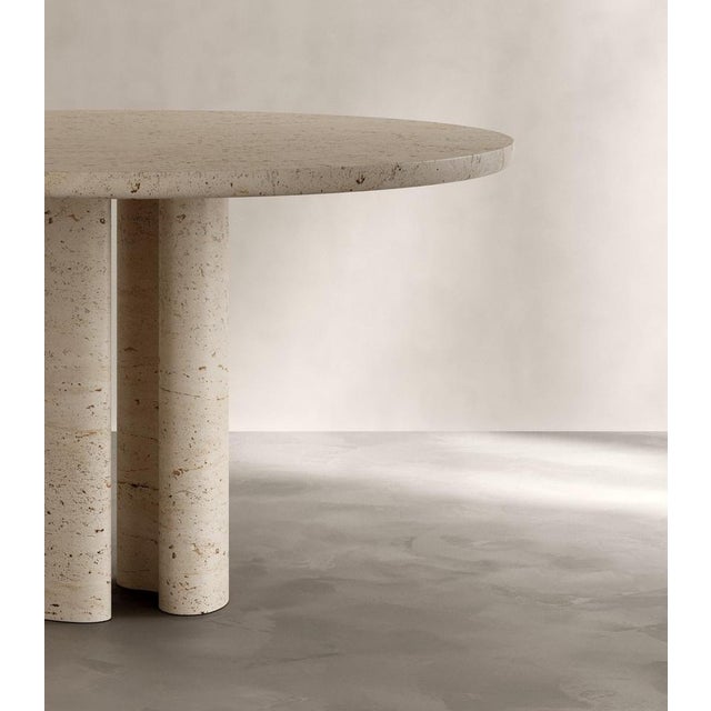 Contemporary Roman Dining Table II in Roman Travertine by Paloma Editions For Sale - Image 3 of 6
