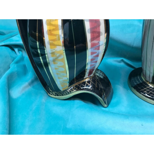 Mid-Century Modern Mid Century Belgium Pottery Porcelain Atomic Vases - Set of 2 For Sale - Image 3 of 9