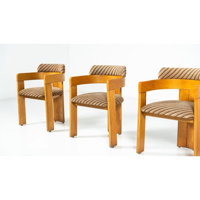 Armchairs in Wood and Fabric, Italy, 1970s, Set of 4 For Sale - Image 6 of 17