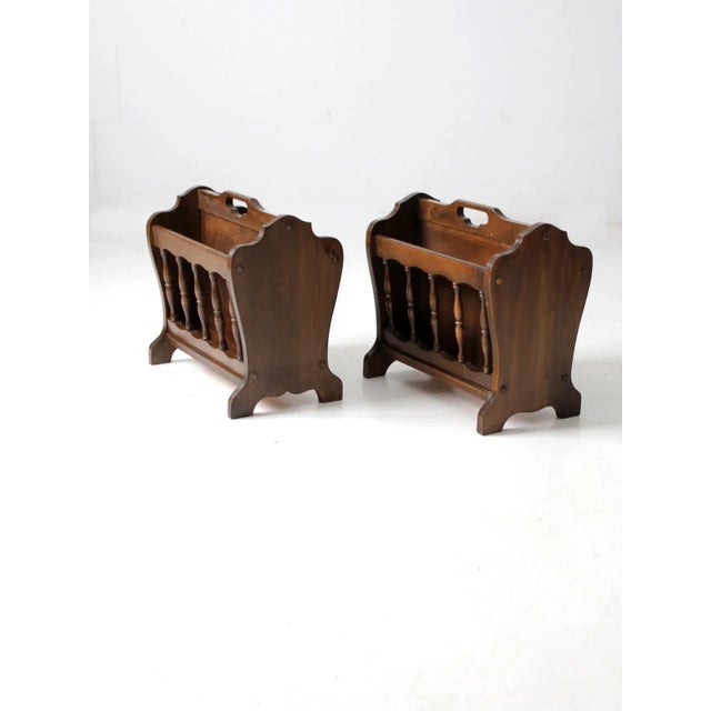 Wood Vintage Lodge Style Magazine Racks Pair For Sale - Image 7 of 13