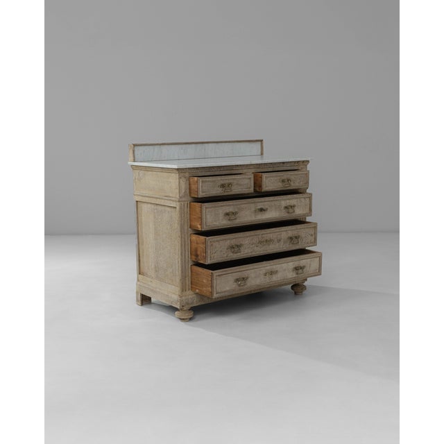 1900s French Louis XVI Oak Chest of Drawers With Marble Top For Sale In Greensboro - Image 6 of 18