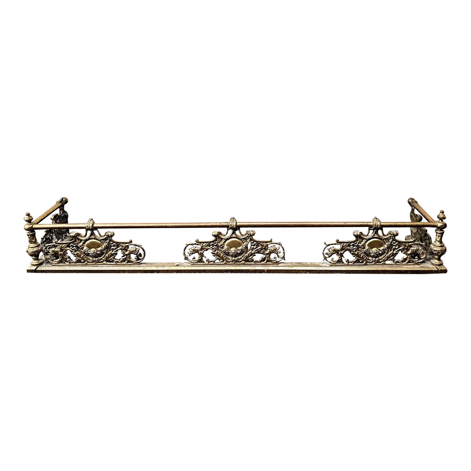 Early 20th Century Renaissance Revival Style Brass Fire Fender | Chairish