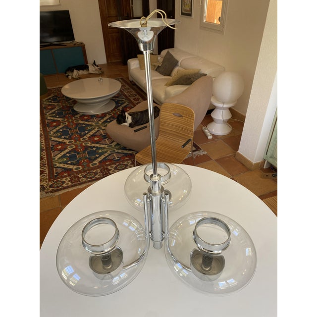 Space Age Chandelier in Chromed Metal, 1970s For Sale - Image 3 of 18