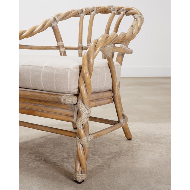 Pair of McGuire Organic Modern Cerused Twisted Rattan Settee and Lounge Chair For Sale - Image 14 of 18