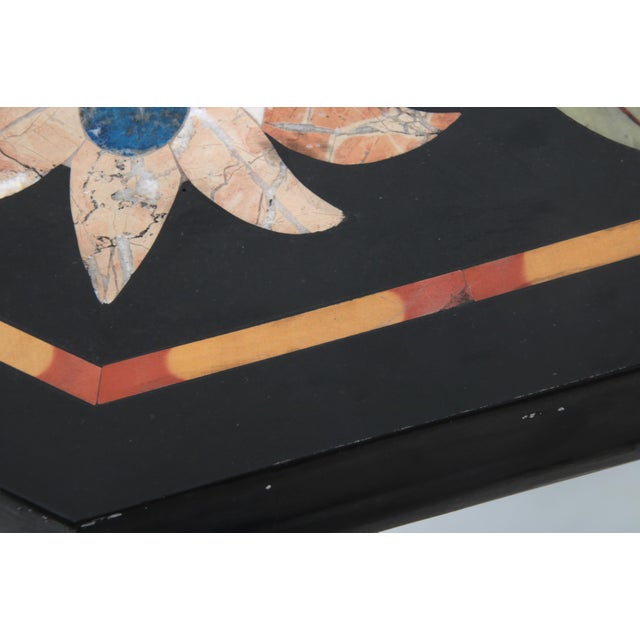 Antique Large Octagonal Italian Pietra Dura Floral Mosaic Inlay Table For Sale - Image 10 of 11