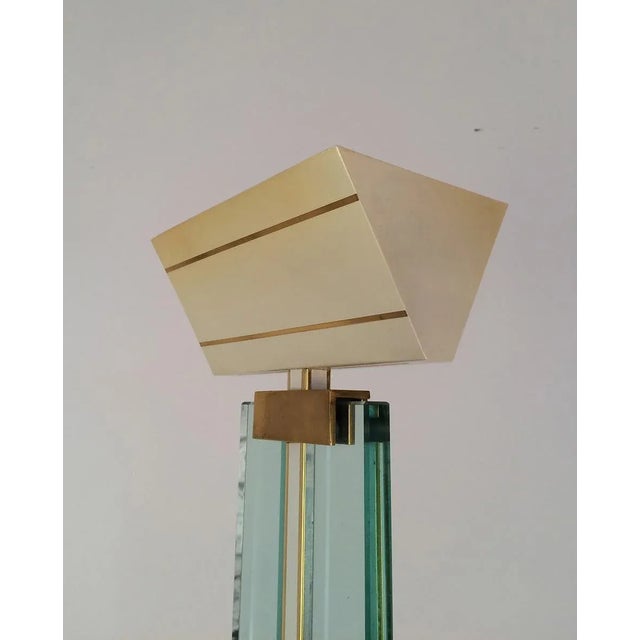Glass, Brass and Lacquered Metal Floor Lamp, Circa 1970 For Sale - Image 6 of 11