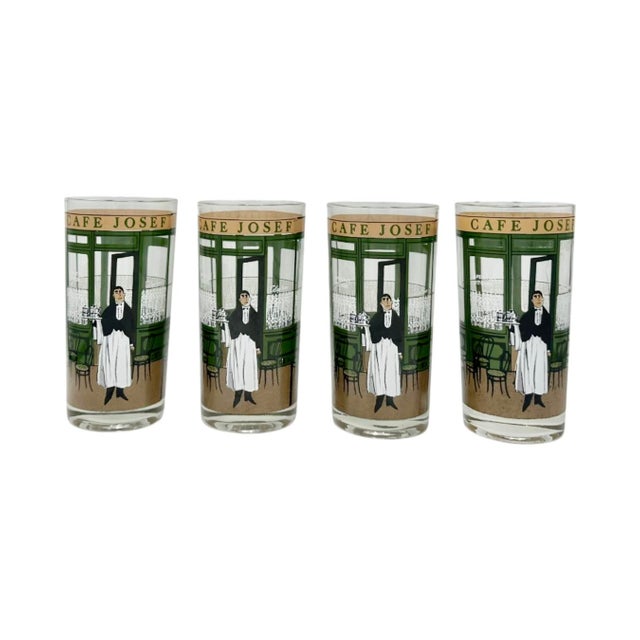 Vintage Set of 4 Cera Cafe Josef French Waiter Highball Glasses For Sale - Image 9 of 9