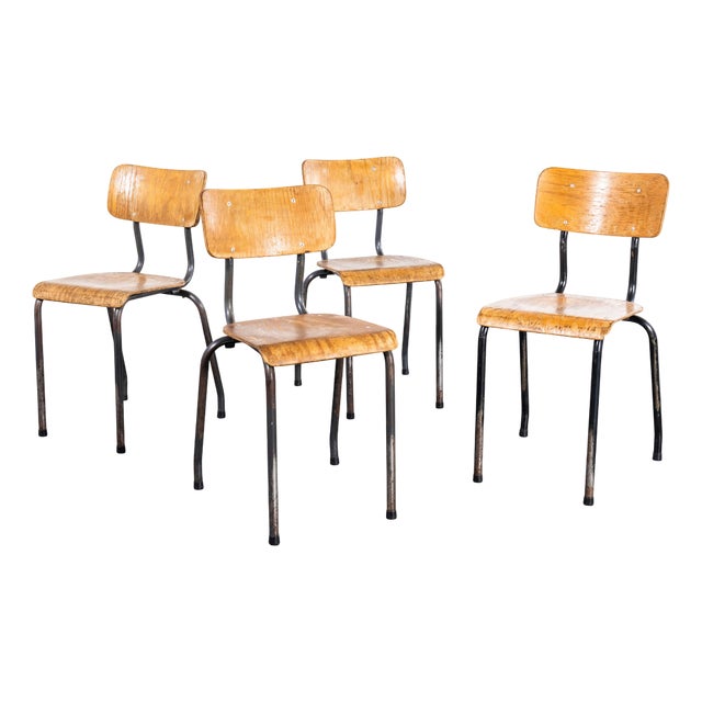 French Stacking Dining Chairs, 1960s, Set of 4 For Sale