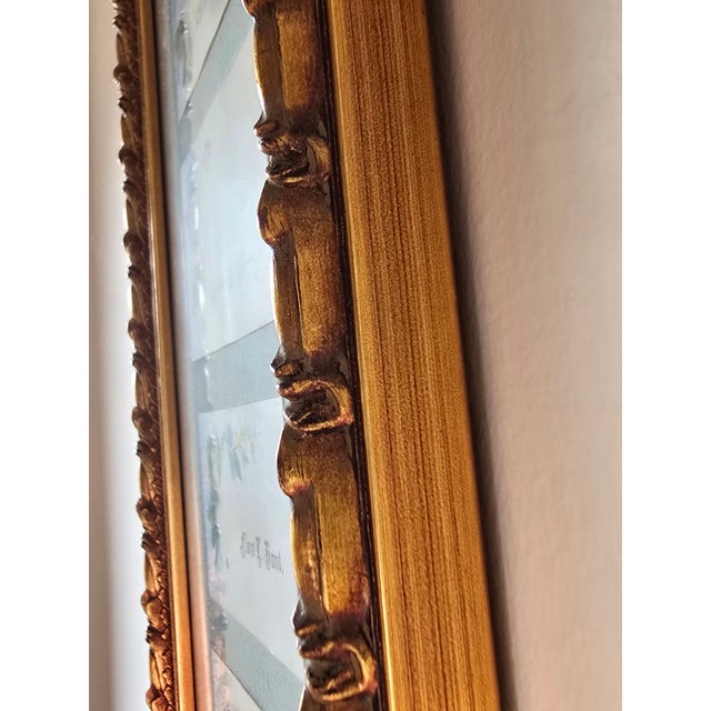 Glass Antique 19th‑Century Calling Card Collection in Ornate Gold Frame For Sale - Image 7 of 8