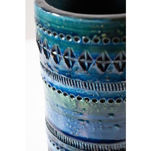 Italian Blue Vase by Bitossi For Sale - Image 5 of 9