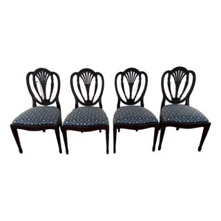 Early 20th Century Dining Chairs Federal Revival Carved Mahogany Shield-Back - Set of 4 For Sale