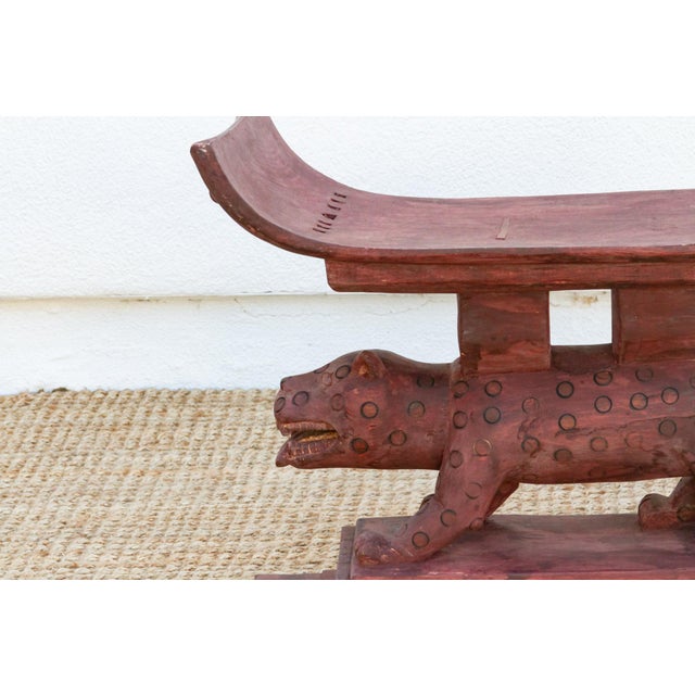 Tribal Finely Carved Vintage Leopard Ashanti Stool For Sale - Image 3 of 8