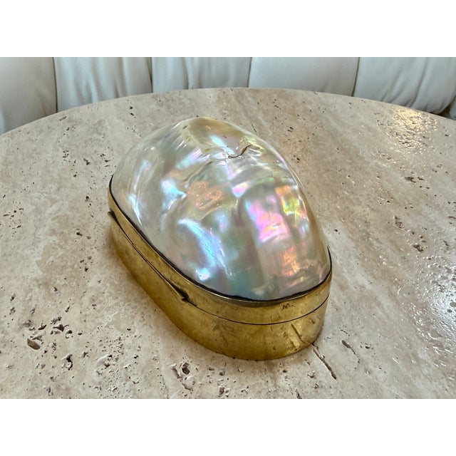 Large Decorative Mother-of-Pearl and Brass Lidded Box, 1970s For Sale - Image 4 of 11