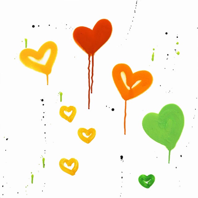 Vibrant Graffiti Painting Hearts "Marigolds" Original Artwork by Amber Goldhammer For Sale - Image 10 of 10
