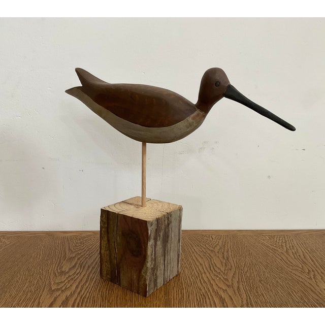 Late 20th Century 20th C. Mid-Century Modern Style Rustic Shorebird Sculpture on Driftwood For Sale - Image 5 of 6