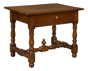 18th Century English Oak Side Table with Single Drawer and Turned Base