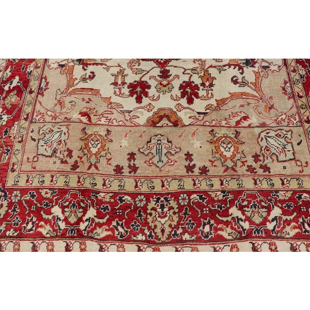 Antique Turkish Sivas Rug With Red, Taupe, Light Green and Cream Colors For Sale - Image 10 of 15