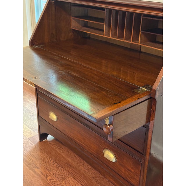 Antique American Walnut Slant Front Writing Desk With Drawers Circa 1800's For Sale - Image 10 of 18