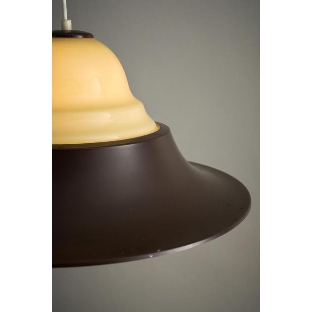 Brown Metal Pendant with Opal Glass Top, 1970s For Sale - Image 8 of 9