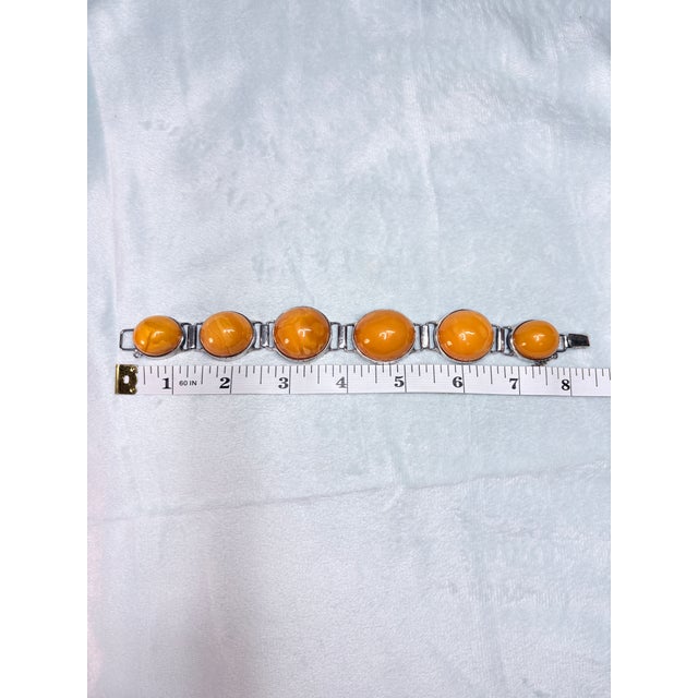 Vintage Polish Baltic Egg Yolk Amber Sterling Silver Bracelet Gdansk 56.9g For Sale - Image 15 of 15